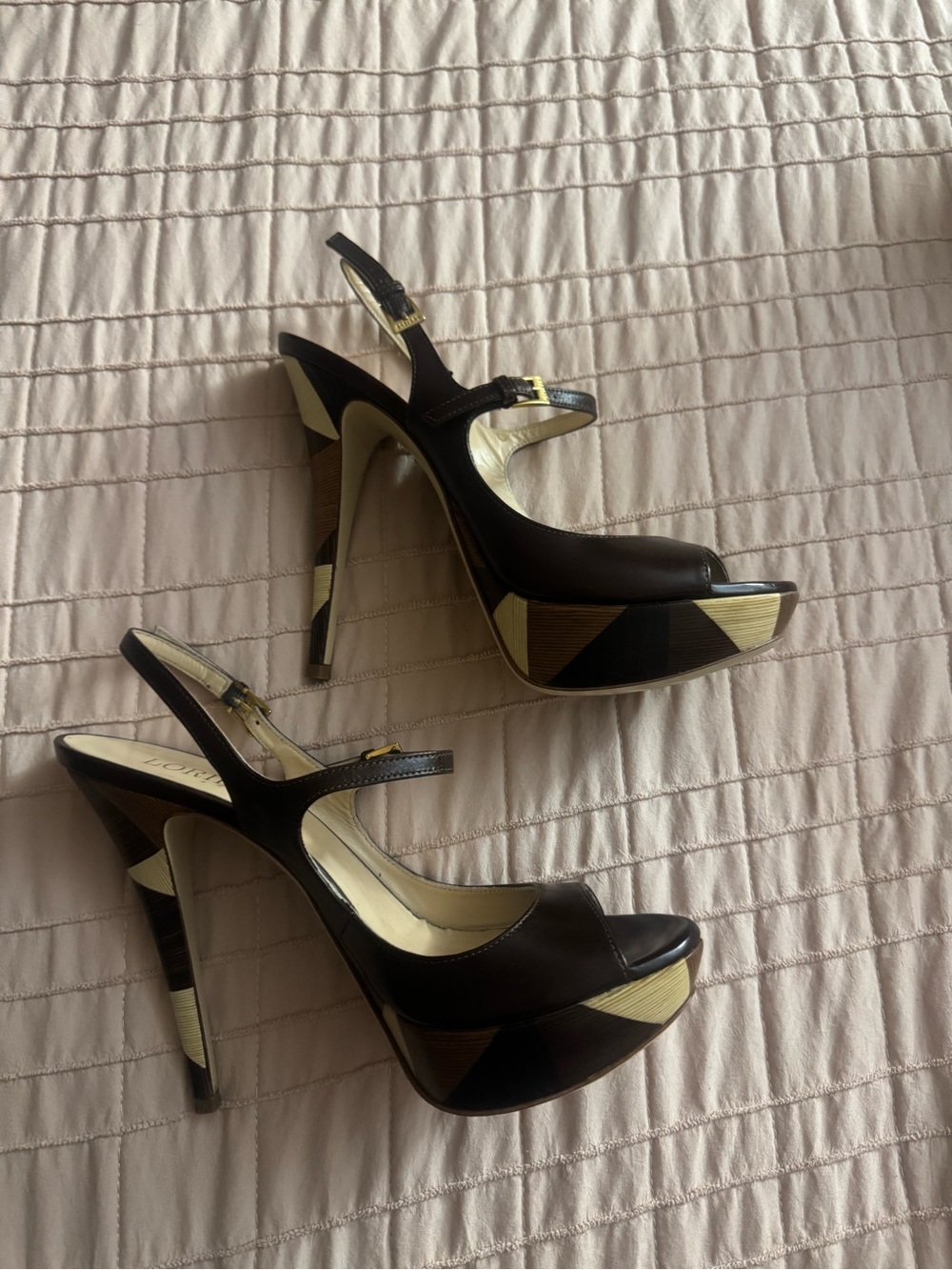 Loriblu Brown and beige Geometric Heels